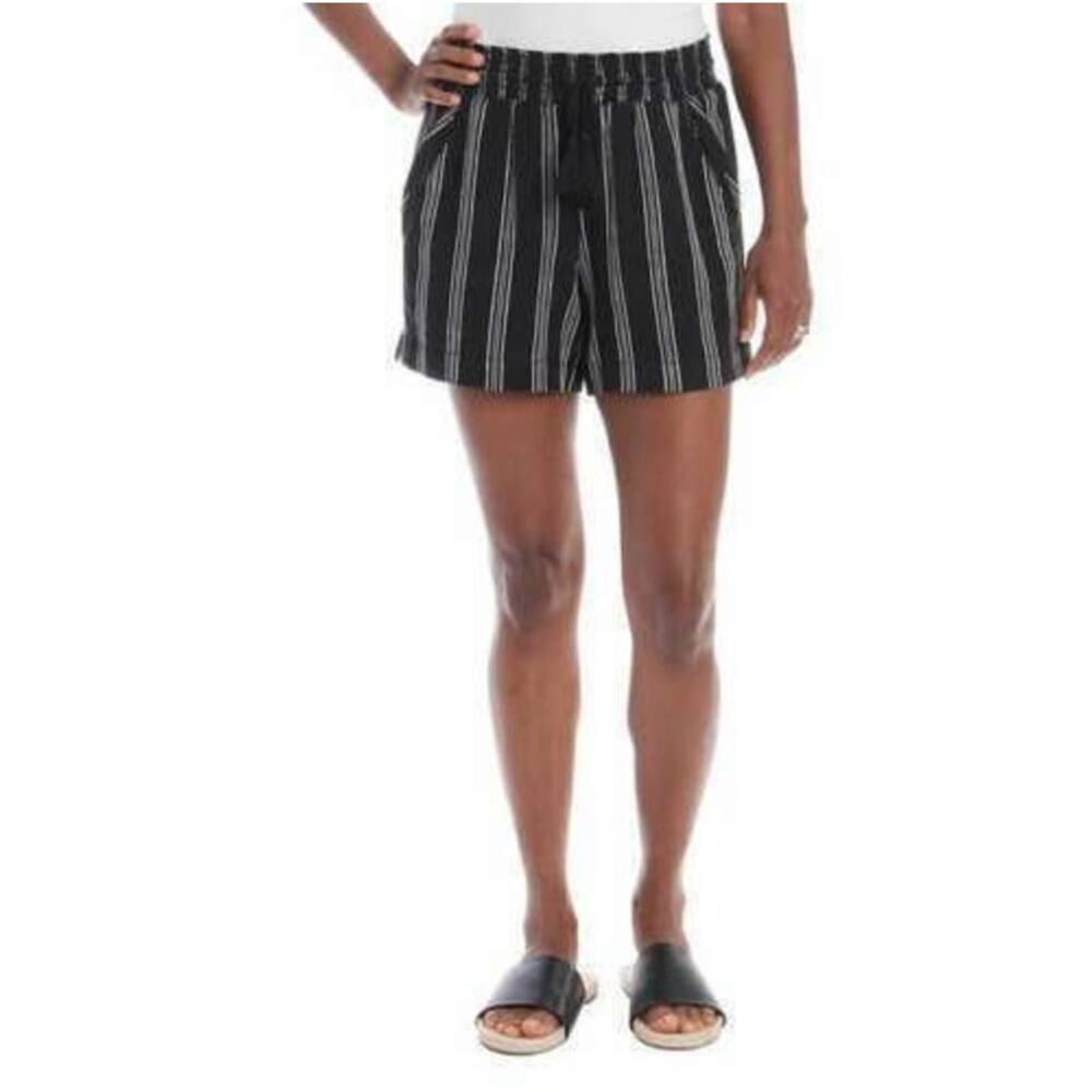 Briggs Women's Linen Blend Pull-on Shorts With Pockets Black White Size S